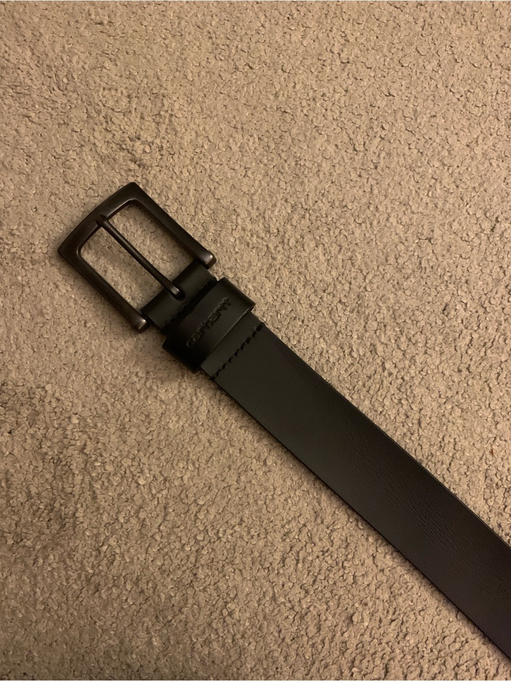 Carhartt Black Leather Men’s Belt with Matte Dark Metal Buckle